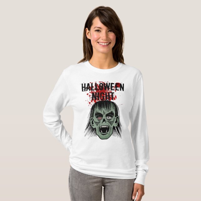 T-shirt Ghoul Long Manche Halloween Nuit (Devant entier)
