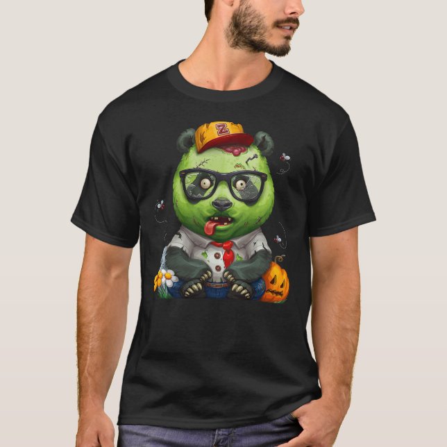 T-shirt Giant Panda Bear Zombie Halloween (Devant)