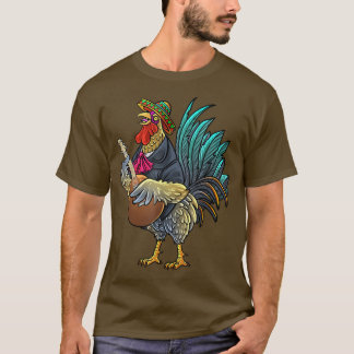 T-shirt Giant Rooster Guitaring Funny Chicken Gallo Playin