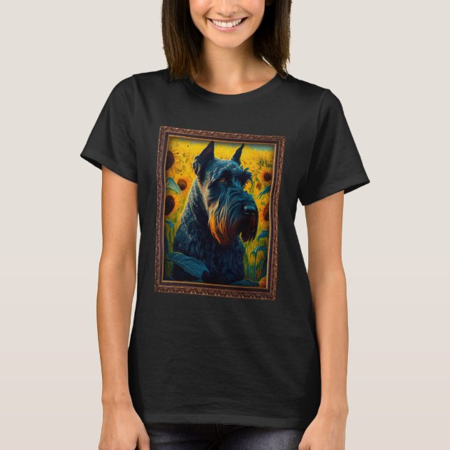 T-shirt Giant Schnauzer Painting Sunflower Flower Mom Wome (Devant)