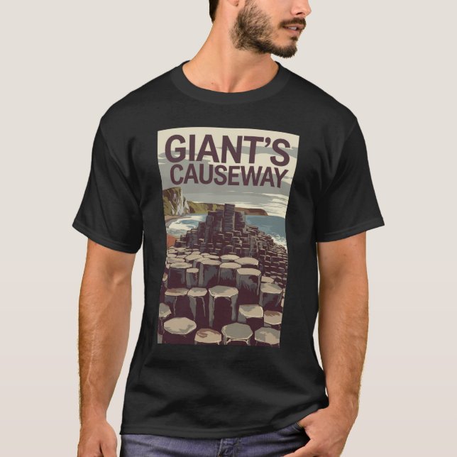 T-shirt Giant's Causeway Irlande Illustration Travel Art (Devant)