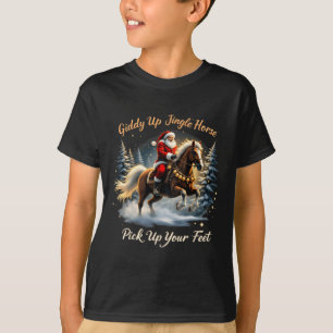 T-shirt Giddy Up Jingle Horse Ramassez Vos Pieds Xmas Père