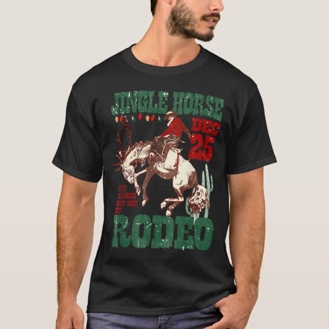 T-shirt Giddy Up Jingle Horse Santa Cowboy Western Christm (Devant)