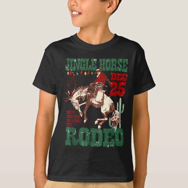 T-shirt Giddy Up Jingle Horse Santa Cowboy Western Christm (Devant)