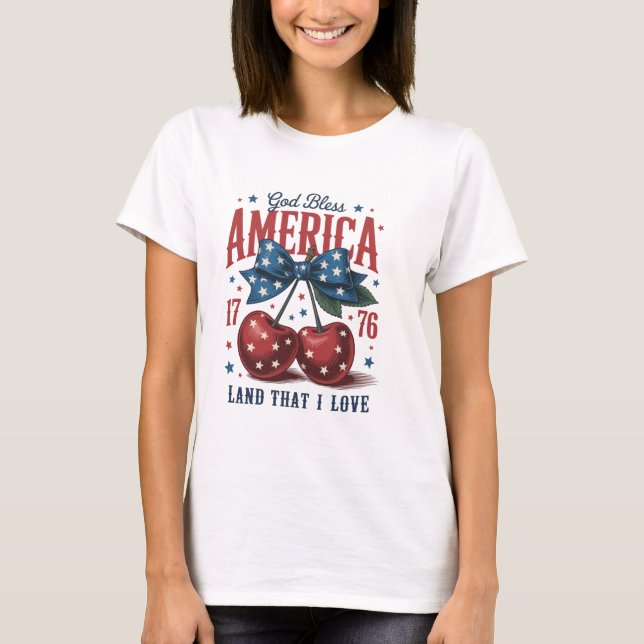 T-shirt Gif Bless America The Land I Love  (Devant)