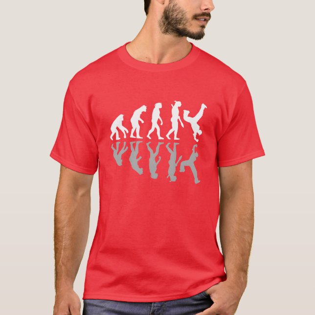 T-shirt Gif de danseur d'évolution humaine en breakdance (Devant)