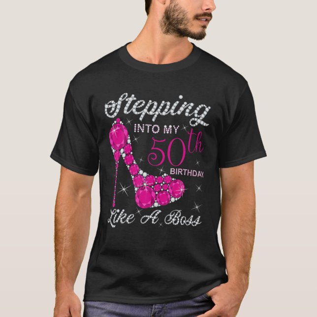 T-shirt Gift Girls, Queens, Stepping Into My 50th Birthday (Devant)