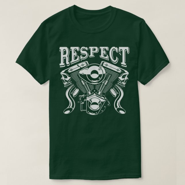T-shirt Gift Man Biker Motorcycle Clothing Chopper Respect (Design devant)