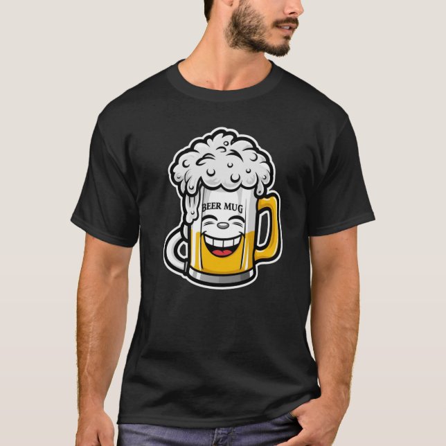 T-shirt Giggle Brew – Mascotte de tasse à bière Kawaii (Devant)