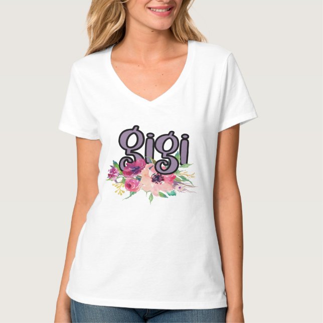 T-shirt GiGi avec Fleurs aquarelles (Devant)