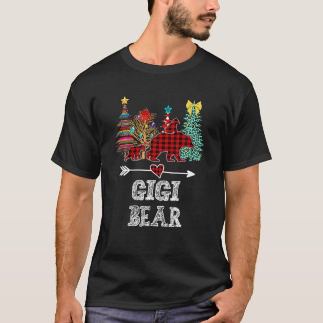 T-shirt Gigi Bear Pajama Red Plaid Buffalo (Devant)