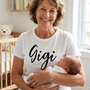 T-shirt Gigi classique année EST écriture simple pour la f