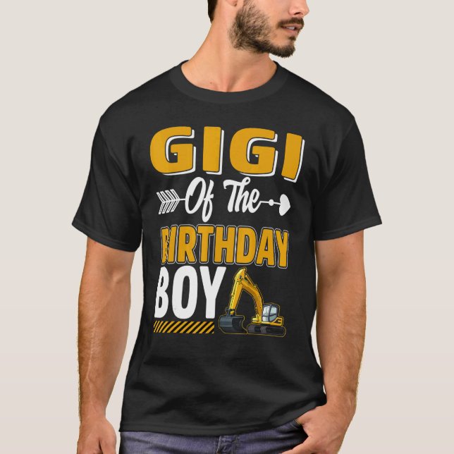 T-shirt Gigi De L'Anniversaire Boy Construction Camion Exc (Devant)