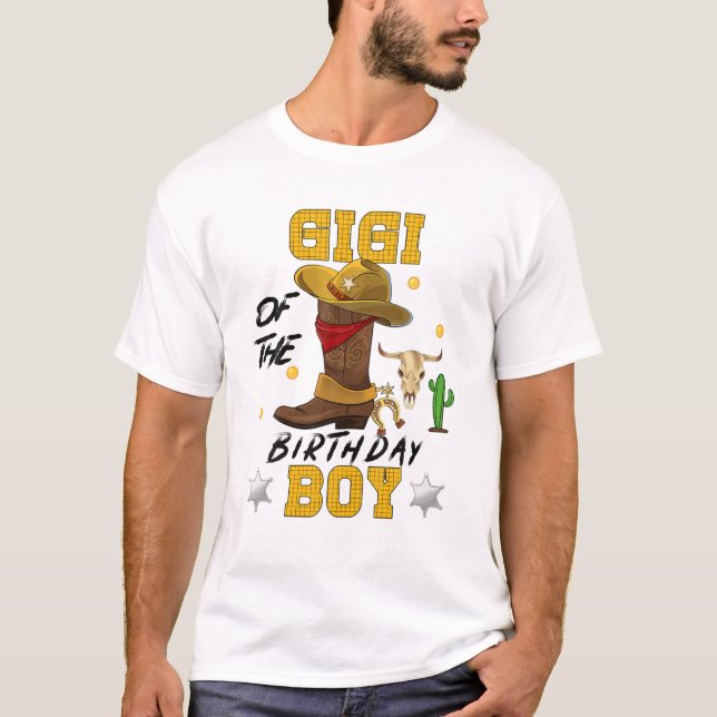T-shirt Gigi De L'Anniversaire Thème Garçon Cowboy Fête Dr (Devant)