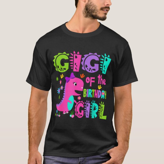 T-shirt Gigi du dinosaure saurus rex de la fille d'anniver (Devant)