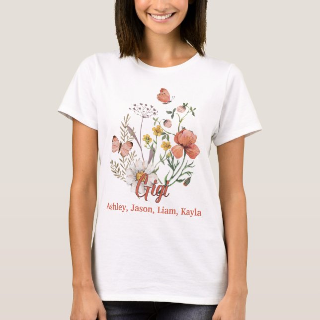 T-shirt Gigi Fleur sauvage Floral Personnalisé Personnalis (Devant)