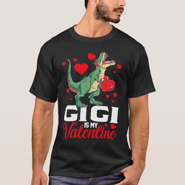 T-shirt Gigi Is My Valentine rex Saurus Happy Valentines D (Devant)