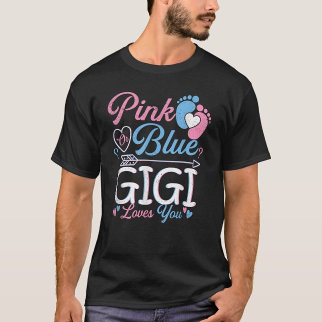 T-shirt Gigi Rose Ou Bleu Vous Aime Bébé Genre Révélation (Devant)