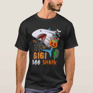 T-shirt Gigi Shark Boo Halloween Shark Boo Ghost Candy Pum