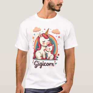 T-shirt Gigicorn Licorne Vintage Maman et Bébé Arc-en-Ciel