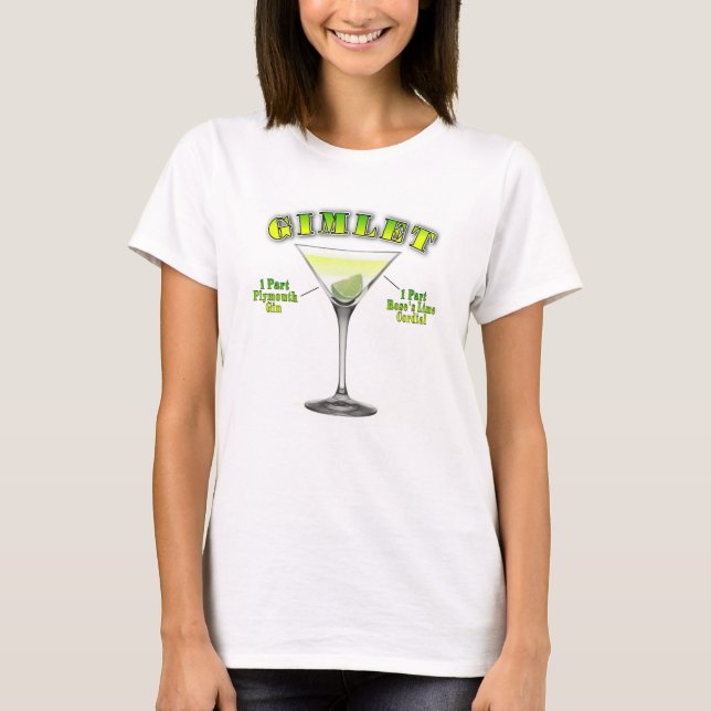 T-shirt Gimlet Martini Cocktail Recipe Art (Devant)