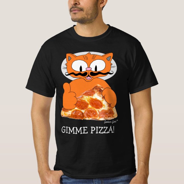 T-shirt GIMME PIZZA ! Señor Gato avec Pepperoni Pizza Slic (Devant)
