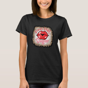 T-shirt Gimme Sucre Un Peu Lèvres Rouge Léopard Graphique