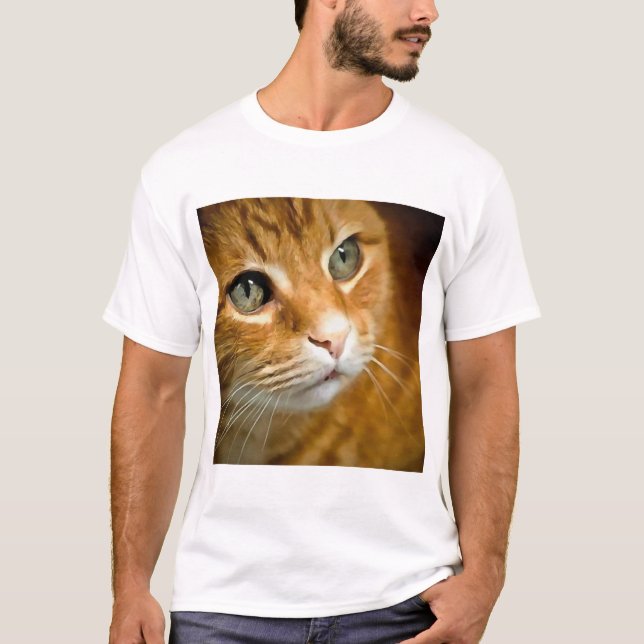 T-shirt Gingembre adorable Tabby Chat Poster Portrait anim (Devant)
