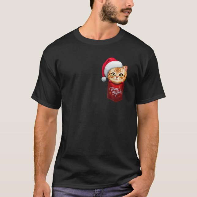 T-shirt Gingembre Tabby Chat dans la pochette de la pochet (Devant)