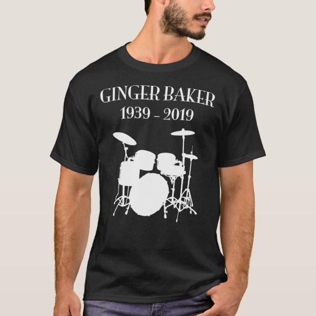 T-shirt Ginger Baker RIP 1939-2019 avec batterie Classic T (Devant)