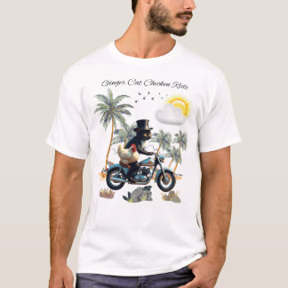 T-shirt Ginger Cat Chicken Ride