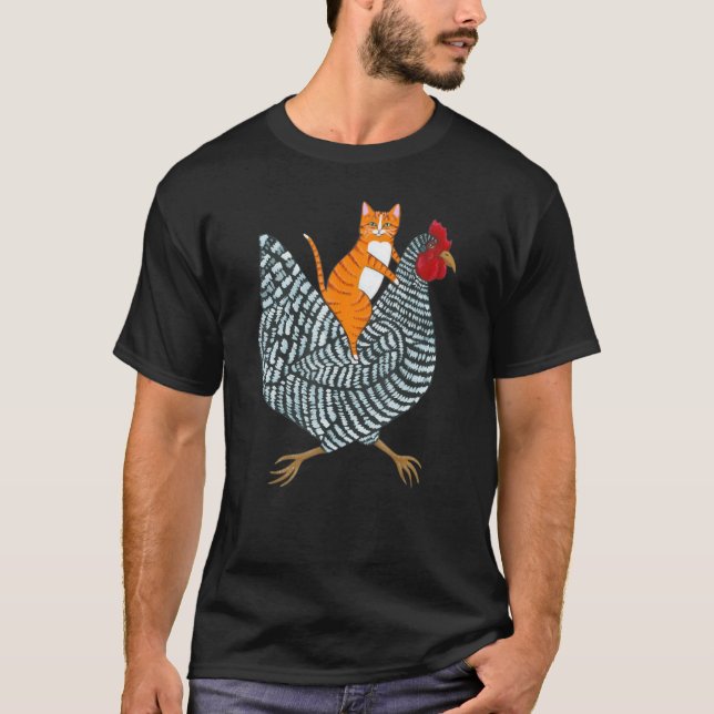 T-shirt Ginger Chat Poulet Ride Orange Chat Chat Poulet Ch (Devant)