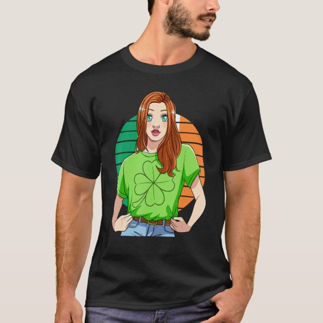 T-shirt Ginger Girl Leprechaun Jour de la Saint Patrick C  (Devant)