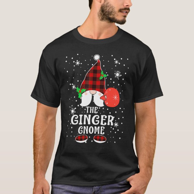 T-shirt Ginger Gnome Buffalo Plaid Matching Family Christa (Devant)