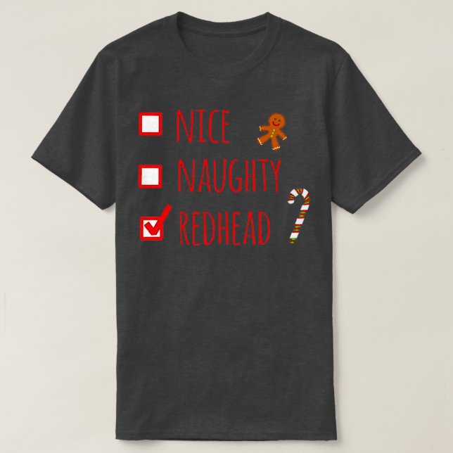 T-shirt Gingerbeard Nice Naughty Redhead (Design devant)