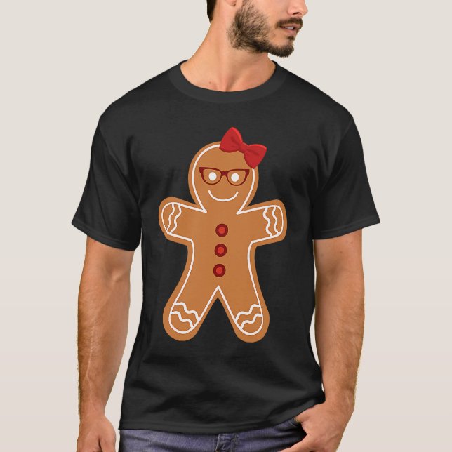 T-shirt Gingerbread Girl Christmas Cookie Cute Teacher Ner (Devant)