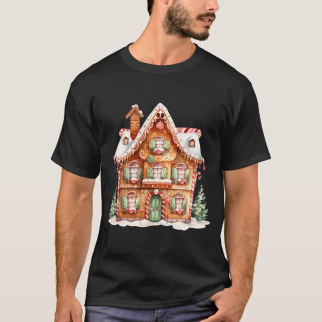 T-shirt Gingerbread House Long Sleeve  (Devant)