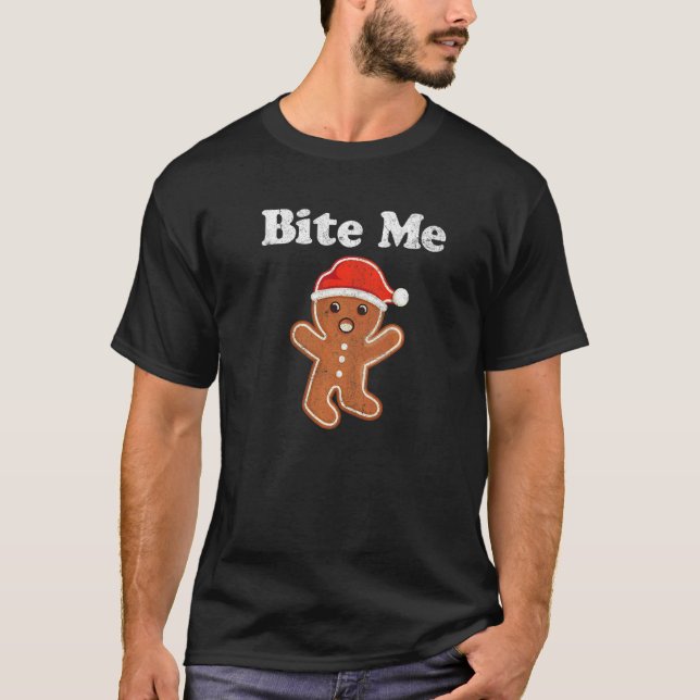T-shirt Gingerbread Man Bite Me Christmas Cookie Costume (Devant)