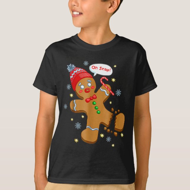 T-shirt Gingerbread Man Cookie Ugly Sweater Oh Snap Christ (Devant)