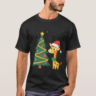 T-shirt Gingerbread Man Girafe Santa Chapeau T Arbre de No