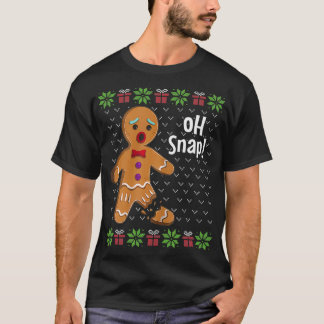 T-shirt Gingerbread Man Oh Snap Funny Cute Ugly Christmas 