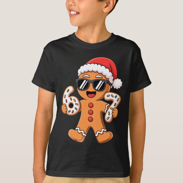 T-shirt Gingerbread Santa With Sungles Holding 67 Cookies  (Devant)