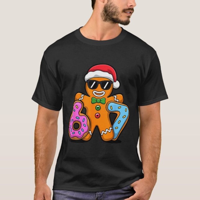 T-shirt Gingerbread Six Seven 67 Ice Cream Drip Christmas  (Devant)
