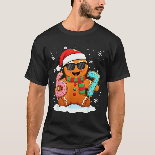 T-shirt Gingerbread Six Seven Bruh Funny Christmas Meme Si (Devant)