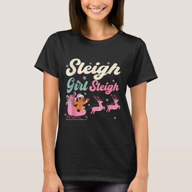 T-shirt Gingerbread Sleigh Girl Nk Funny Christmas Women G (Devant)