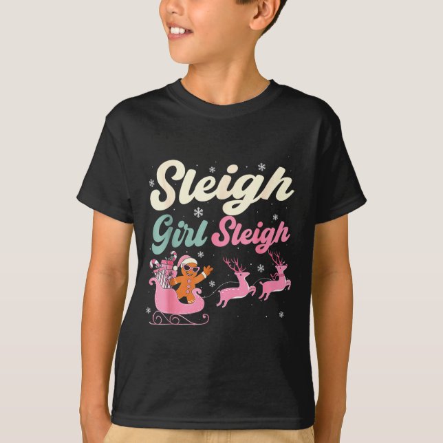T-shirt Gingerbread Sleigh Girl Nk Funny Christmas Women G (Devant)