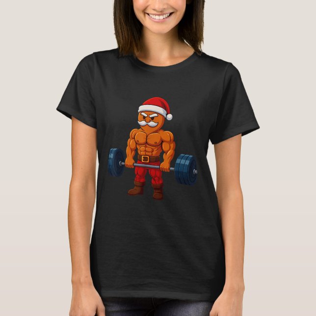T-shirt Gingerbread Weightlifting Fitness Gym Workout Chri (Devant)