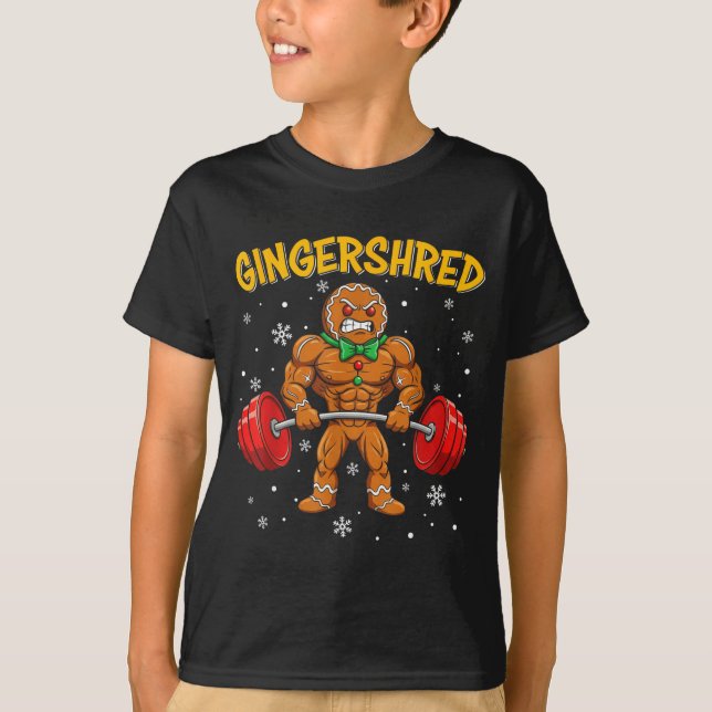 T-shirt Gingershred Funny Gingerbread Man Gym Bodybuilding (Devant)