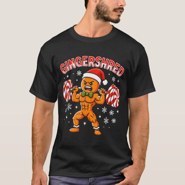 T-shirt Gingershred Funny Gingerbread Man Gym Bodybuilding (Devant)