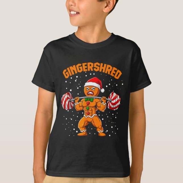 T-shirt Gingershred Funny Gingerbread Man Gym Bodybuilding (Devant)